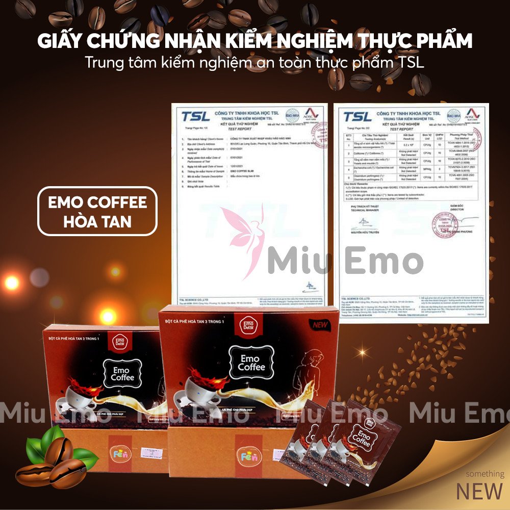 Giảm cân nhanh Emo Detox vị cà phê hòa tan 3 trong 1 Miu Emo