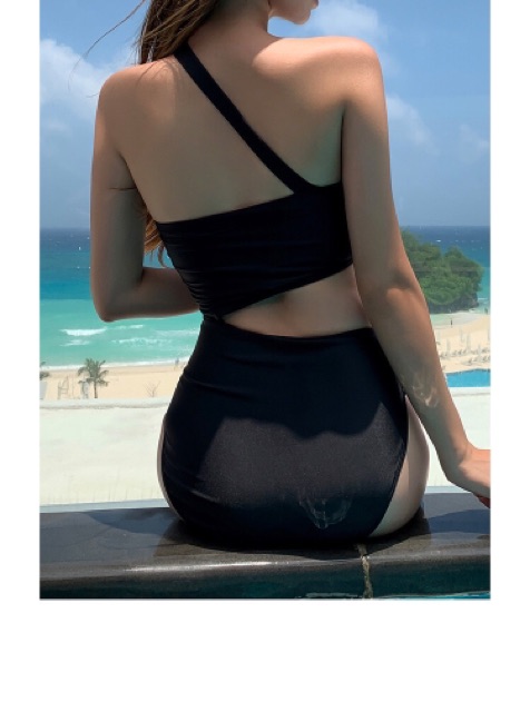 Set bikini 1 mảnh bodysuit dây chéo cổ khoét eo sexy (có hình chụp thật)