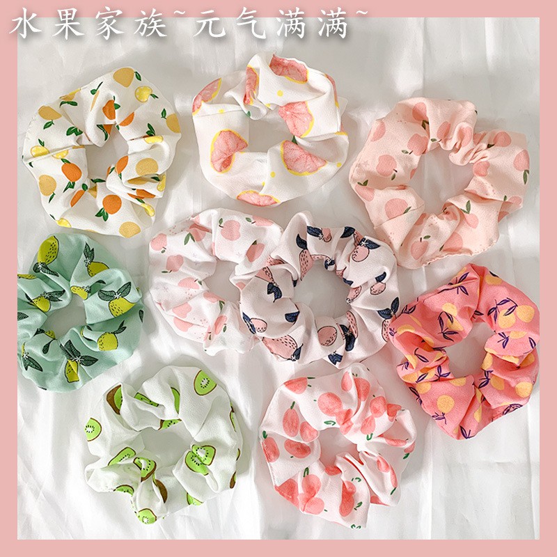 sét 2 dây buộc tóc, cột tóc scrunchies nhiều màu dễ thương