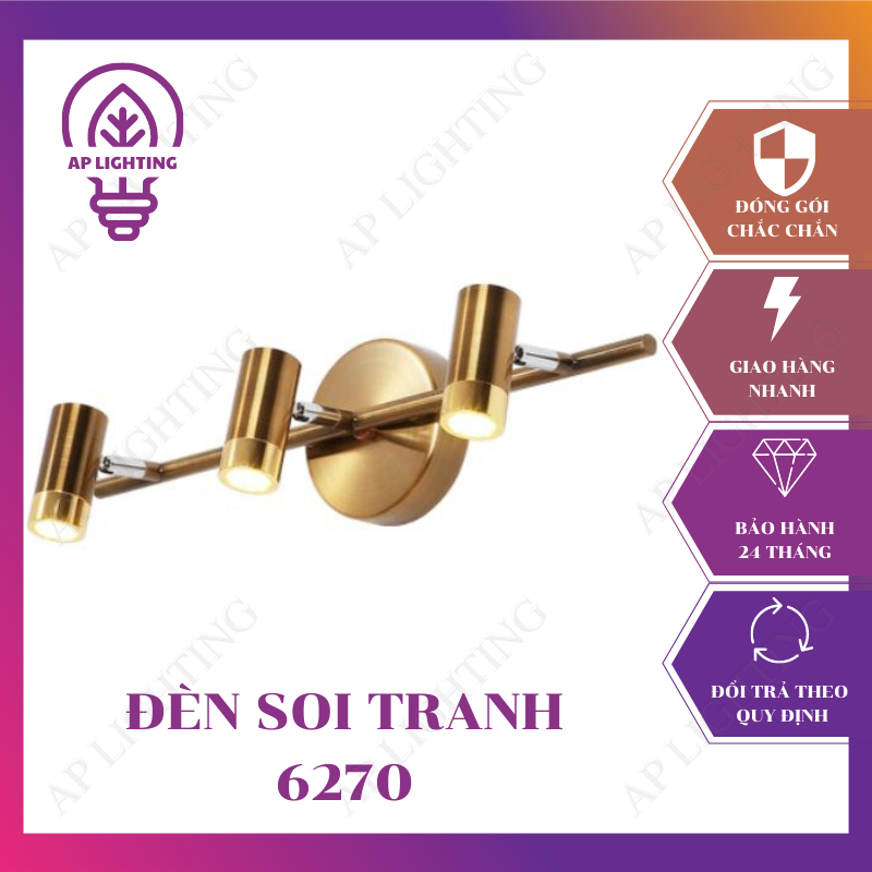 Bảng giá Đèn soi tranh cao cấp mạ đồng trang trí phòng khách, phòng tắm 6270