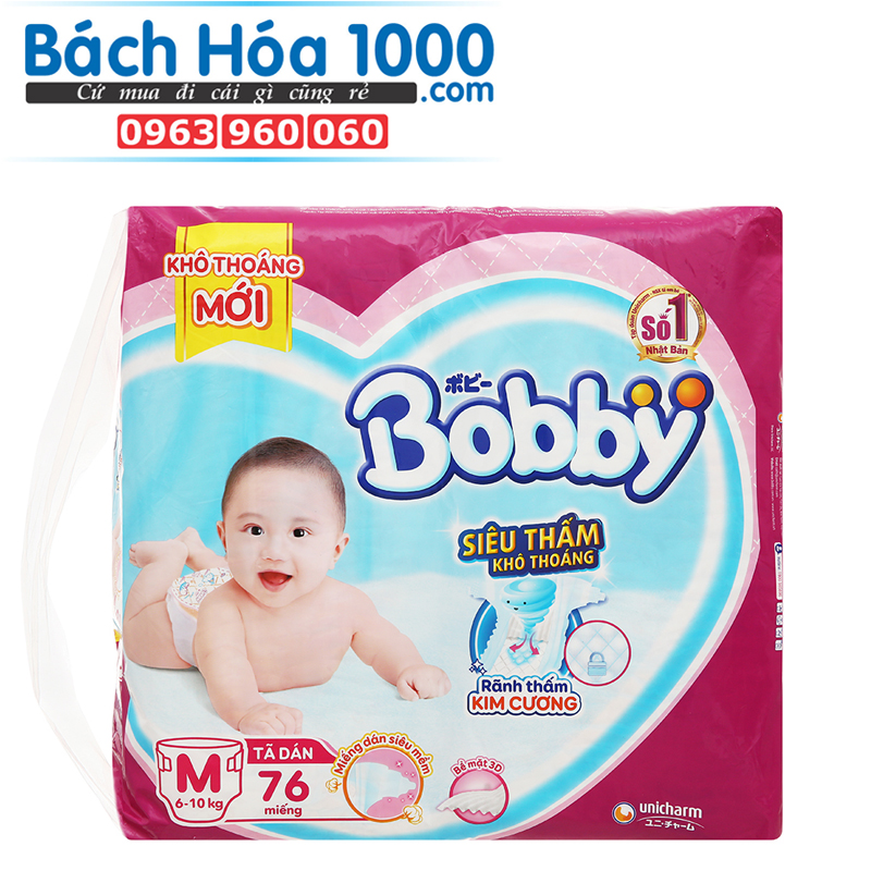 Tã Dán Bobby Size M 76 miếng (6-11kg)