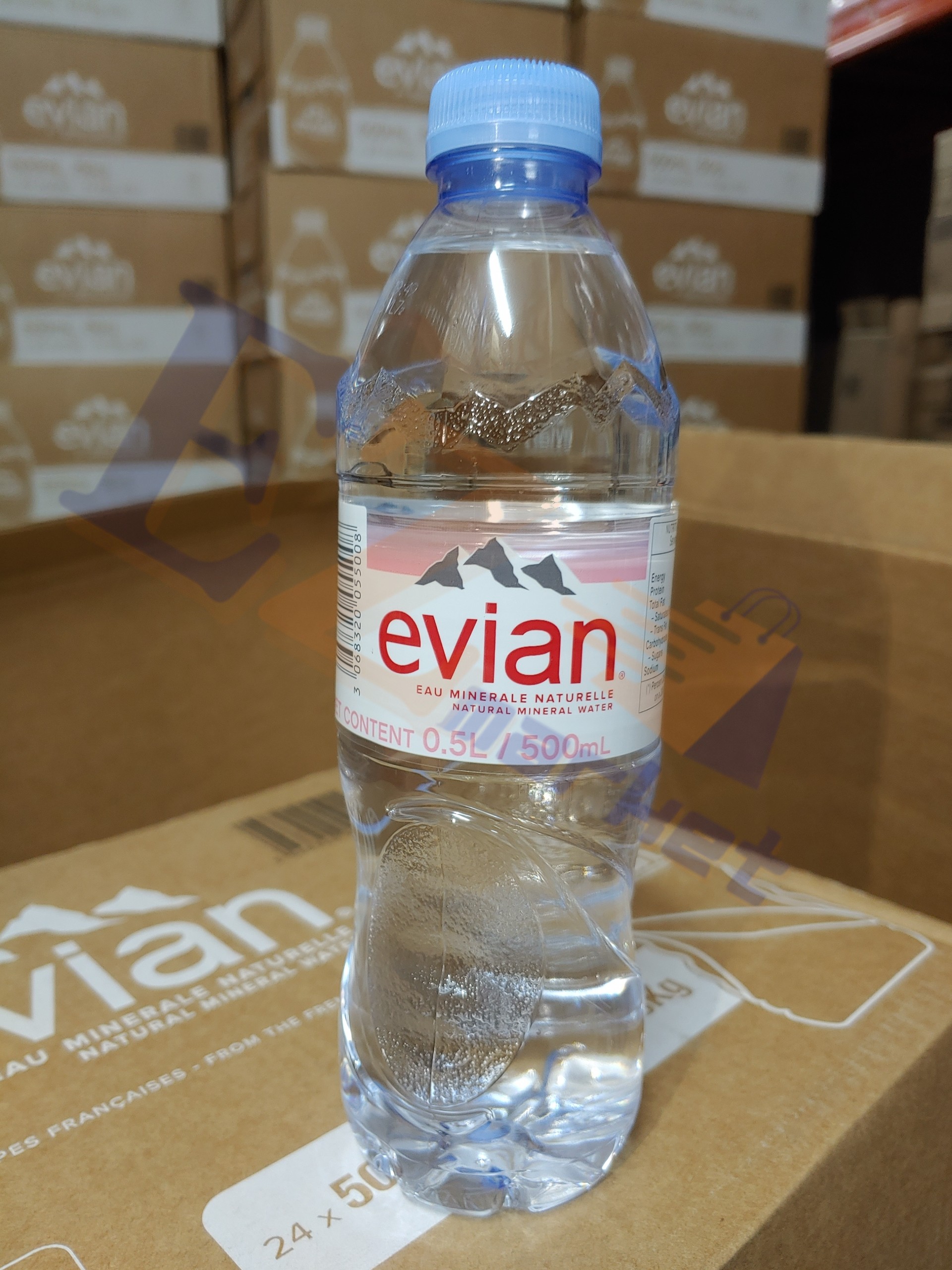(Thùng 24 chai) Nước khoáng thiên nhiên Evian 500ml - Xuất xứ: Pháp