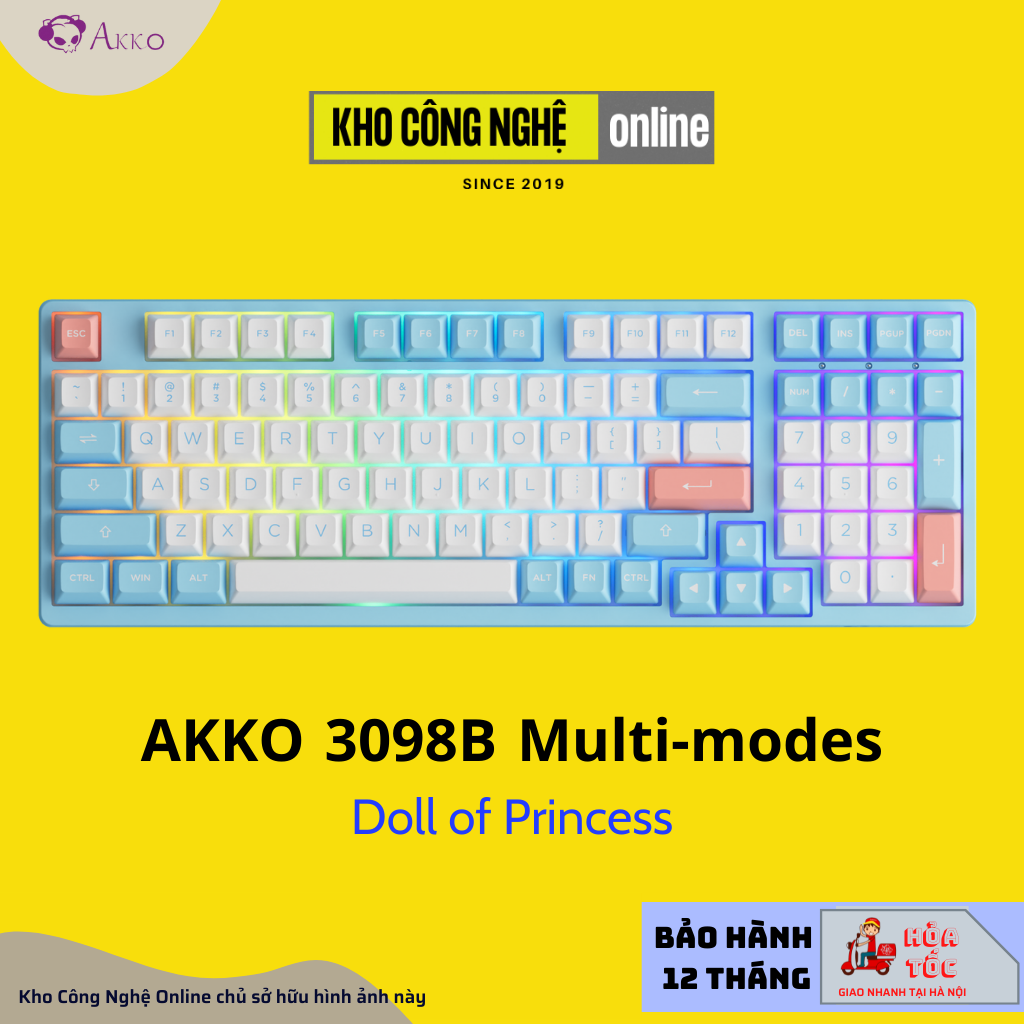 Bàn phím cơ AKKO 3098B Multi-modes (Led RGB/Bluetooth/Wireless 2.4G/Hotswap/Foam tiêu âm/Foam Đáy/Pre-lube)