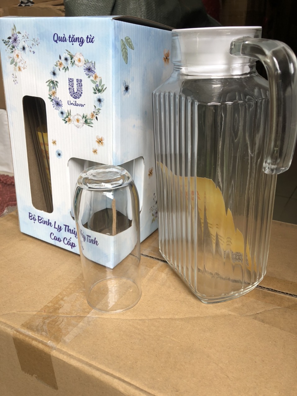 [Ảnh thật] Combo 1 bình thủy tinh 1.8 lít 1 ly thủy tinh 240ml