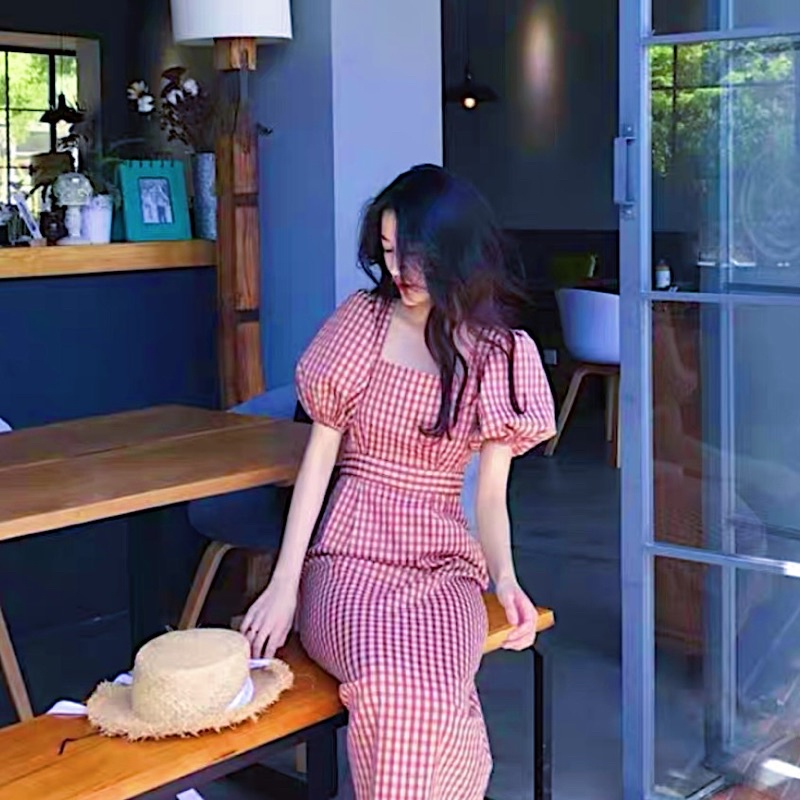 ĐẦM CỔ VUÔNG, CỘT NƠ SAU (có ảnh thật) MS52