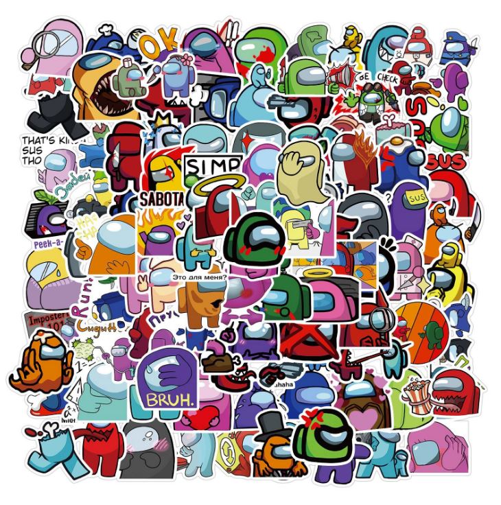 [HCM]Sticker AMONG US nhựa PVC không thấm nước dán nón bảo hiểm laptop điện thoại Vali xe Cực COOL #158