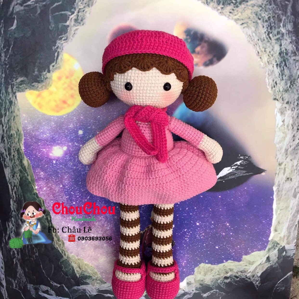 [HCM]Búp bê len móc nhồi bông handmade - Búp bê Aria handmade