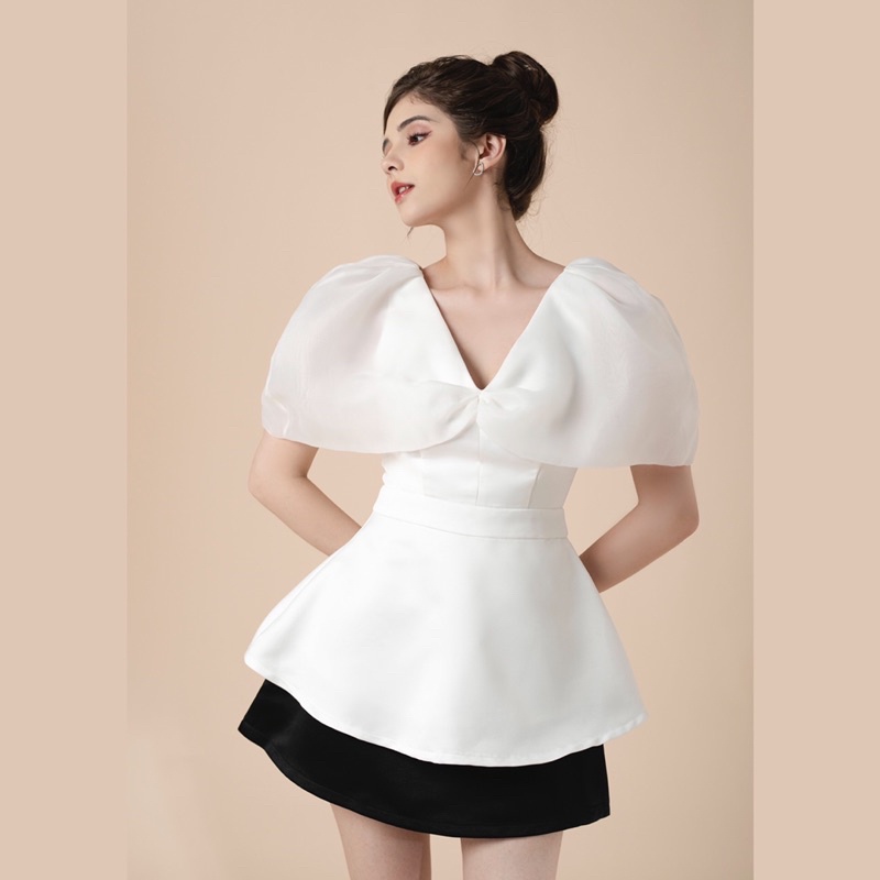[Mã LAZFASHION42 - giảm 15% đơn từ 349k] ÁO NƠ VOL CHÍT EO TIỂU THƯ - ROSIE TOP