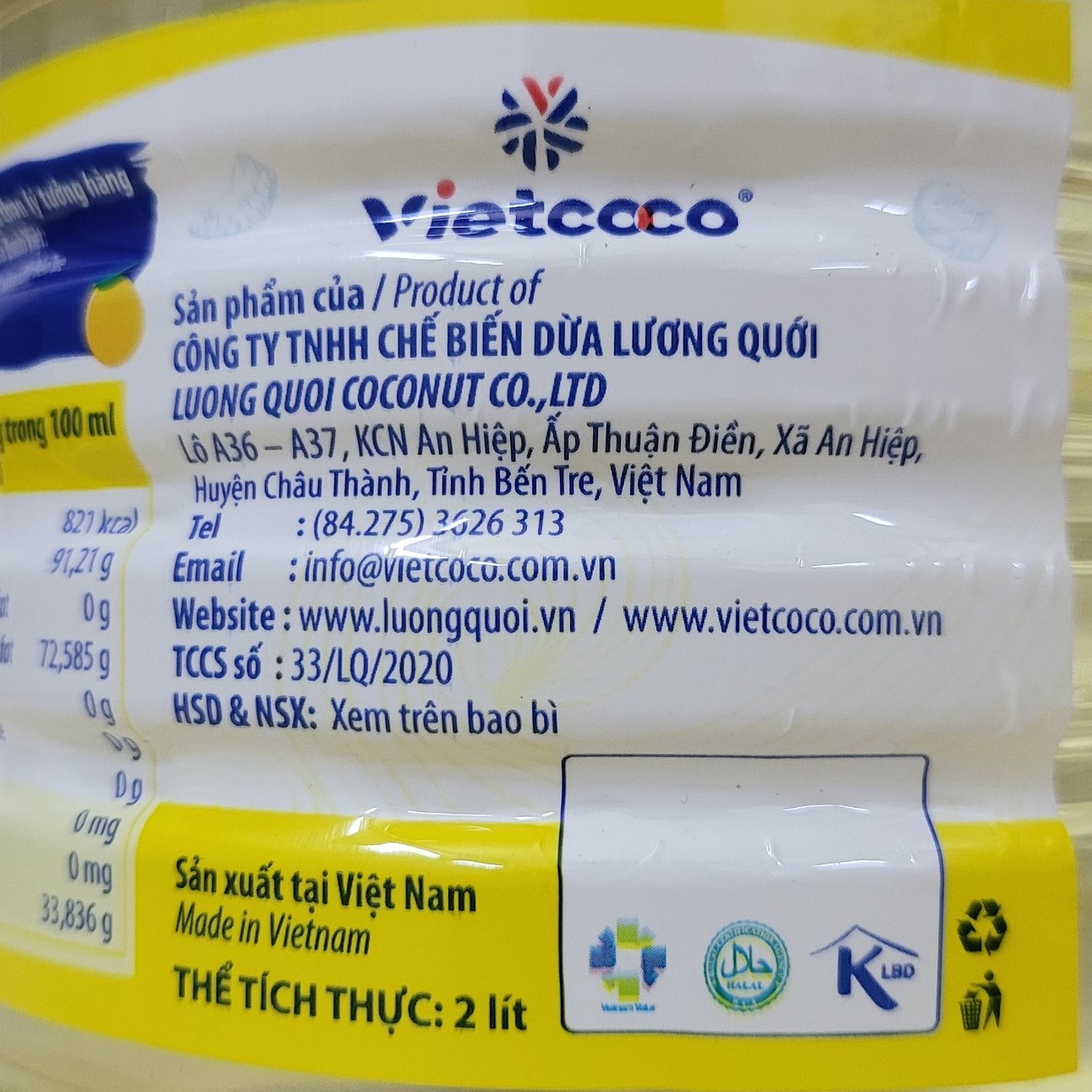 (BÌNH LỚN 2 Lít VIETCOCO) DẦU DỪA 100% NGUYÊN CHẤT (ăn kiêng) Coconut Oil (HALAL)