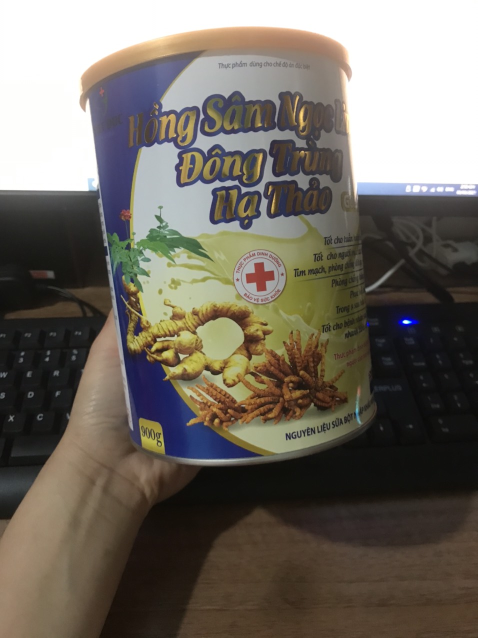 [hộp 900gram] sữa bột hồng sâm ngọc linh đông trùng hạ thảo