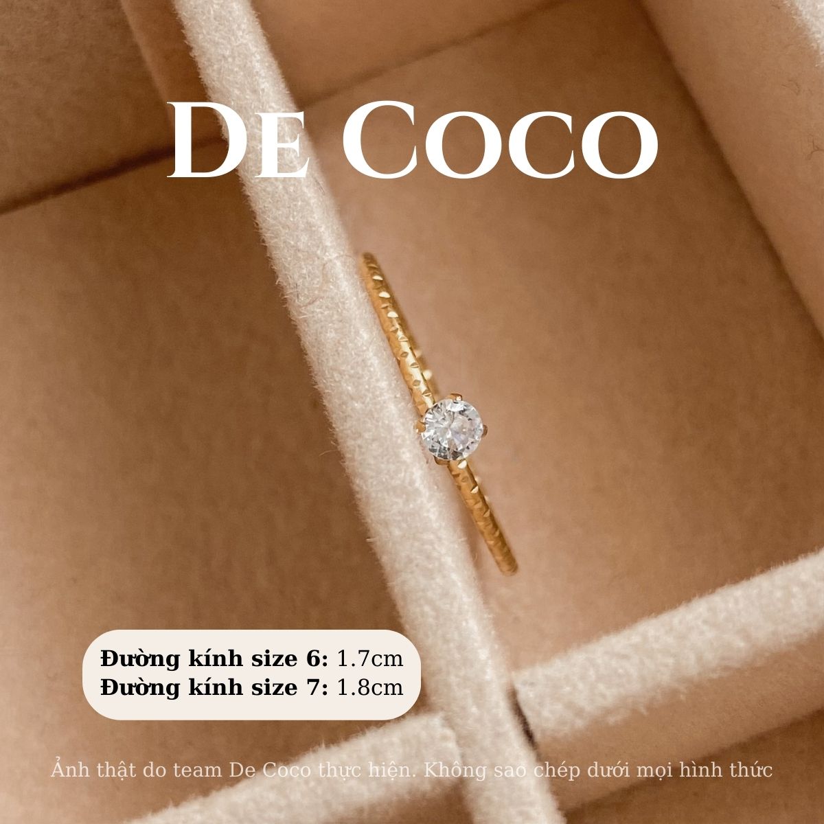 KHÔNG ĐEN GỈ - Nhẫn nữ thân mảnh đánh nhám Slenda De Coco
