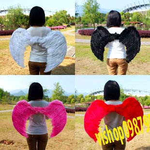 -cosplay cánh thiên thần trắng và đen dây đeo