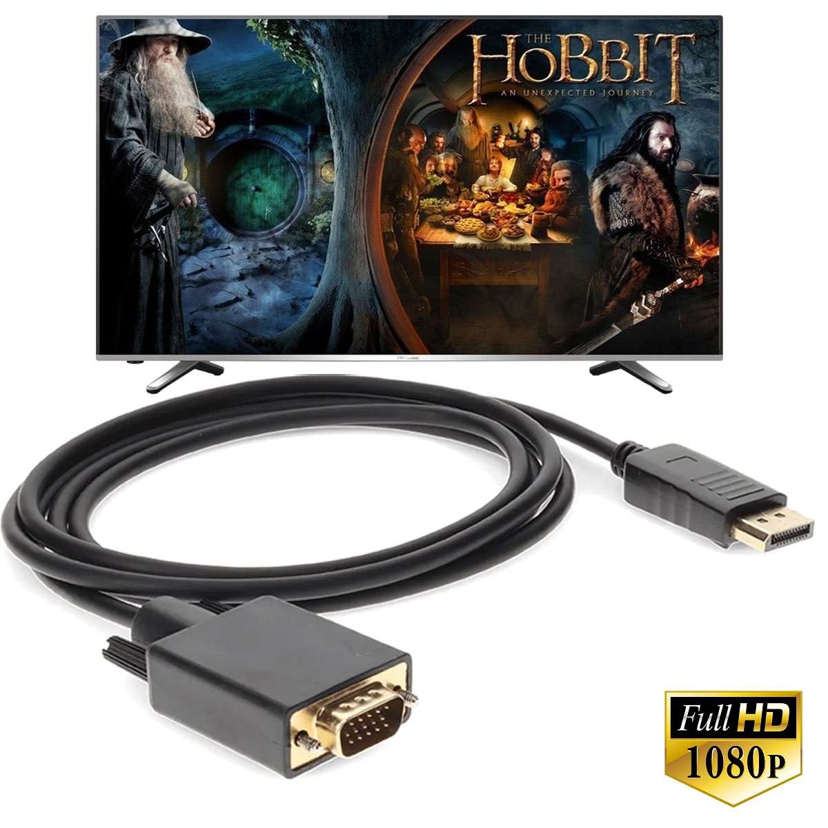 Cáp chuyển đổi displayport sang vga full hd 1080p dài 1.8m - cáp chuyển tín hiệu display port sang vga - cáp chuyển displayport - vga dài 1.8m