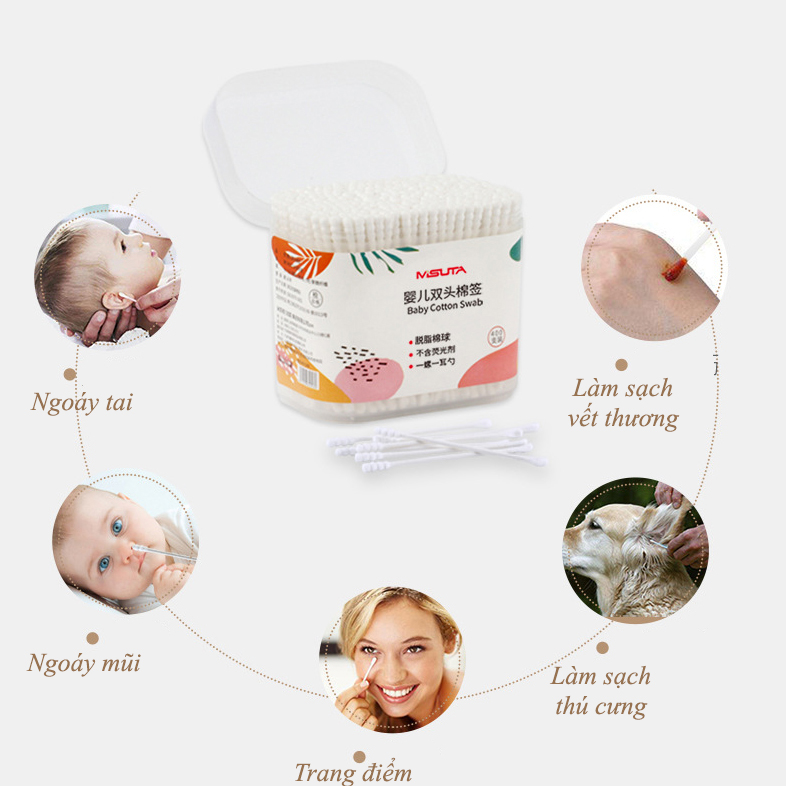 Tăm bông VCOOL kháng khuẩn hộp 200 chiếc