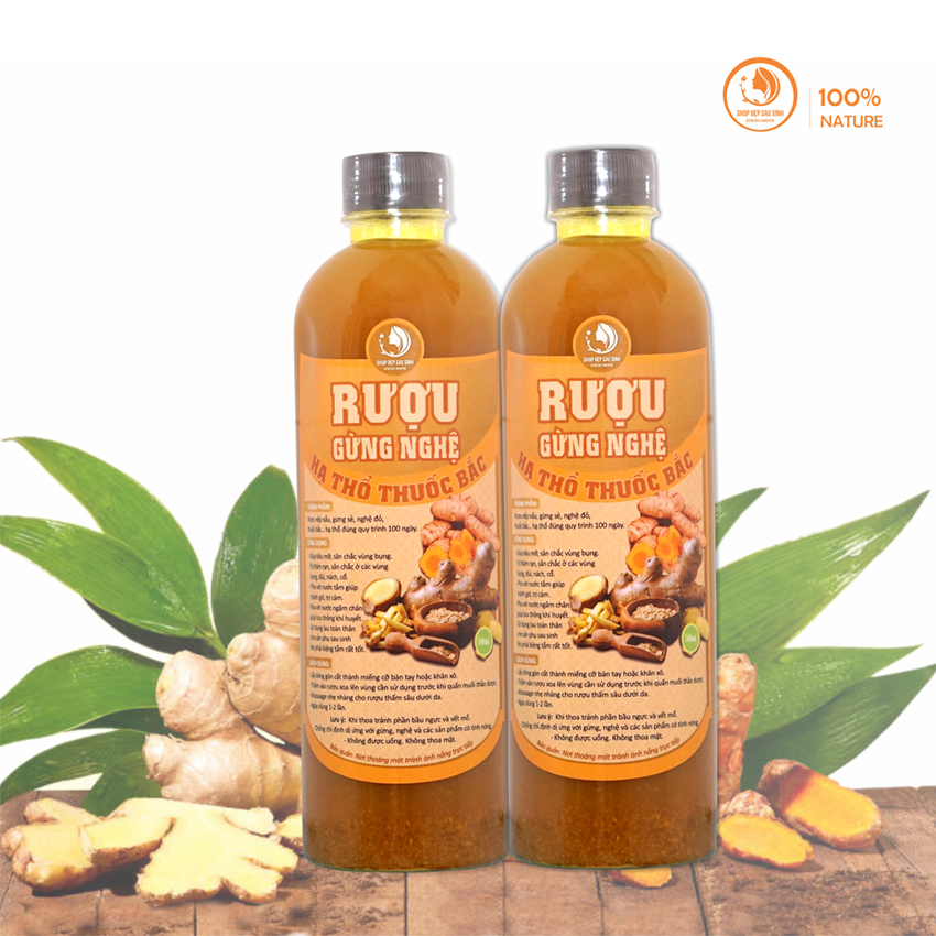 Combo 2 chai Gừng Nghệ Hạ Thổ thảo dược (Handmade nhà làm) 500ml