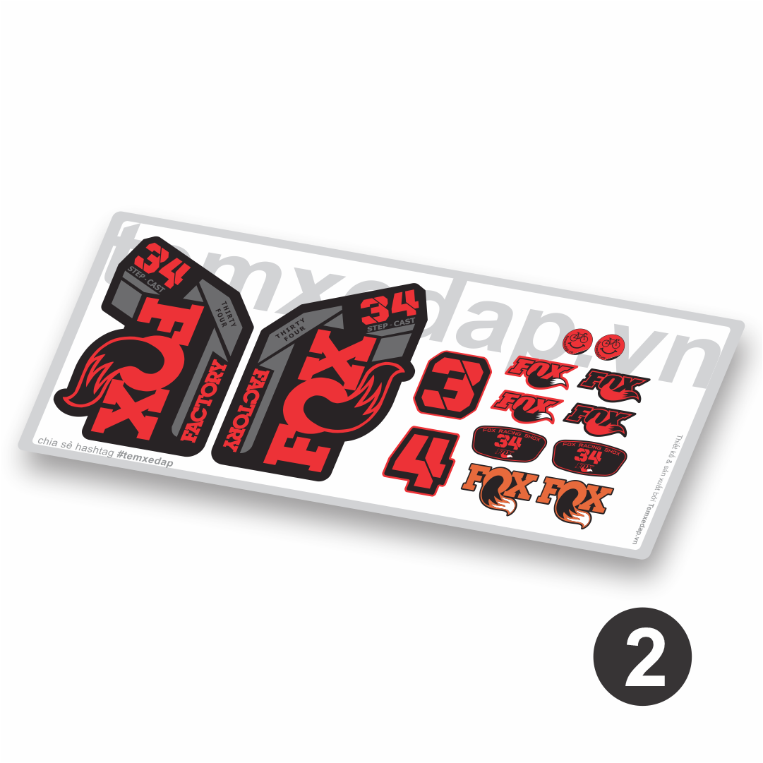 Tem decal dán phuộc xe đạp FOX Factory 34 Step Cast 2021