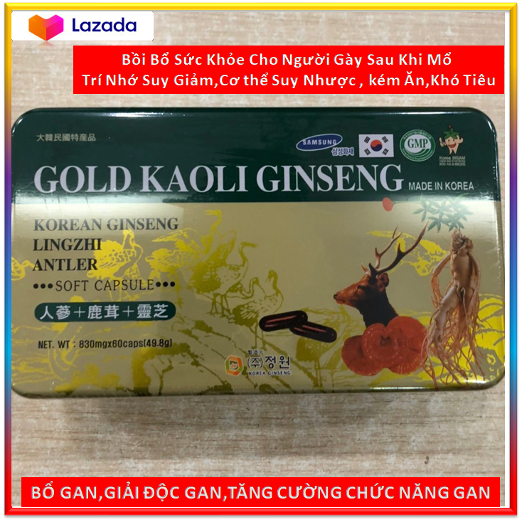 Viên đạm hồng sâm korean gold kaoli ginseng gold - hộp 60 viên nang mềm bồi bổ sức khỏe hàng nhập khẩu hàn quốc