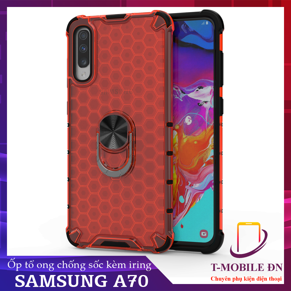 Ốp lưng Samsung A70 chống sốc họa tiết tổ ong kèm nhẫn iring làm giá đỡ chống xem video