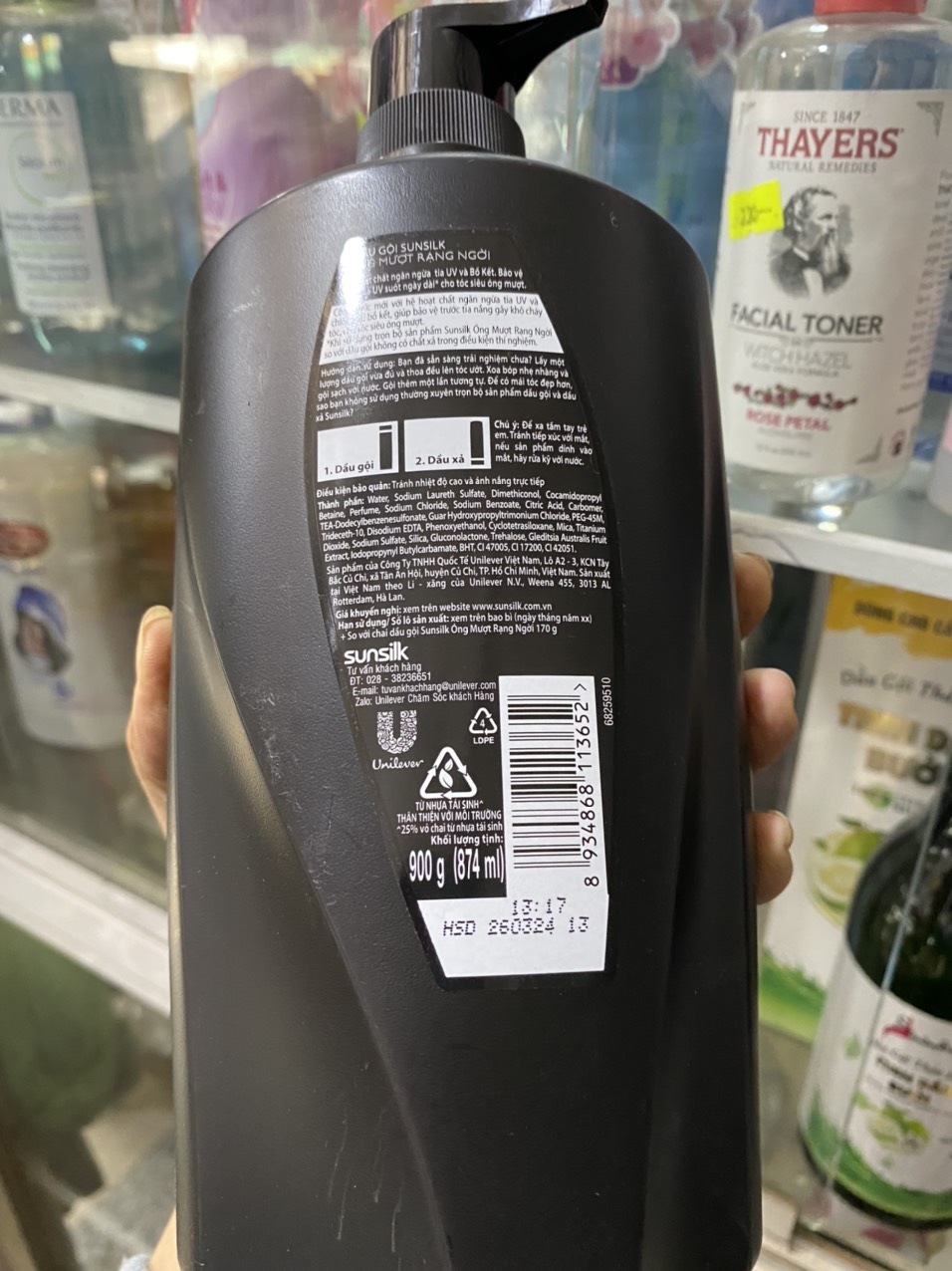dầu gội sunsilk đen mềm mượt dành cho nữ 900ml