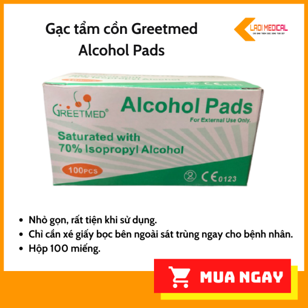 Gạc Tẩm Cồn Alcohol Pad Greetmed hộp 100 miếng nhập khẩu