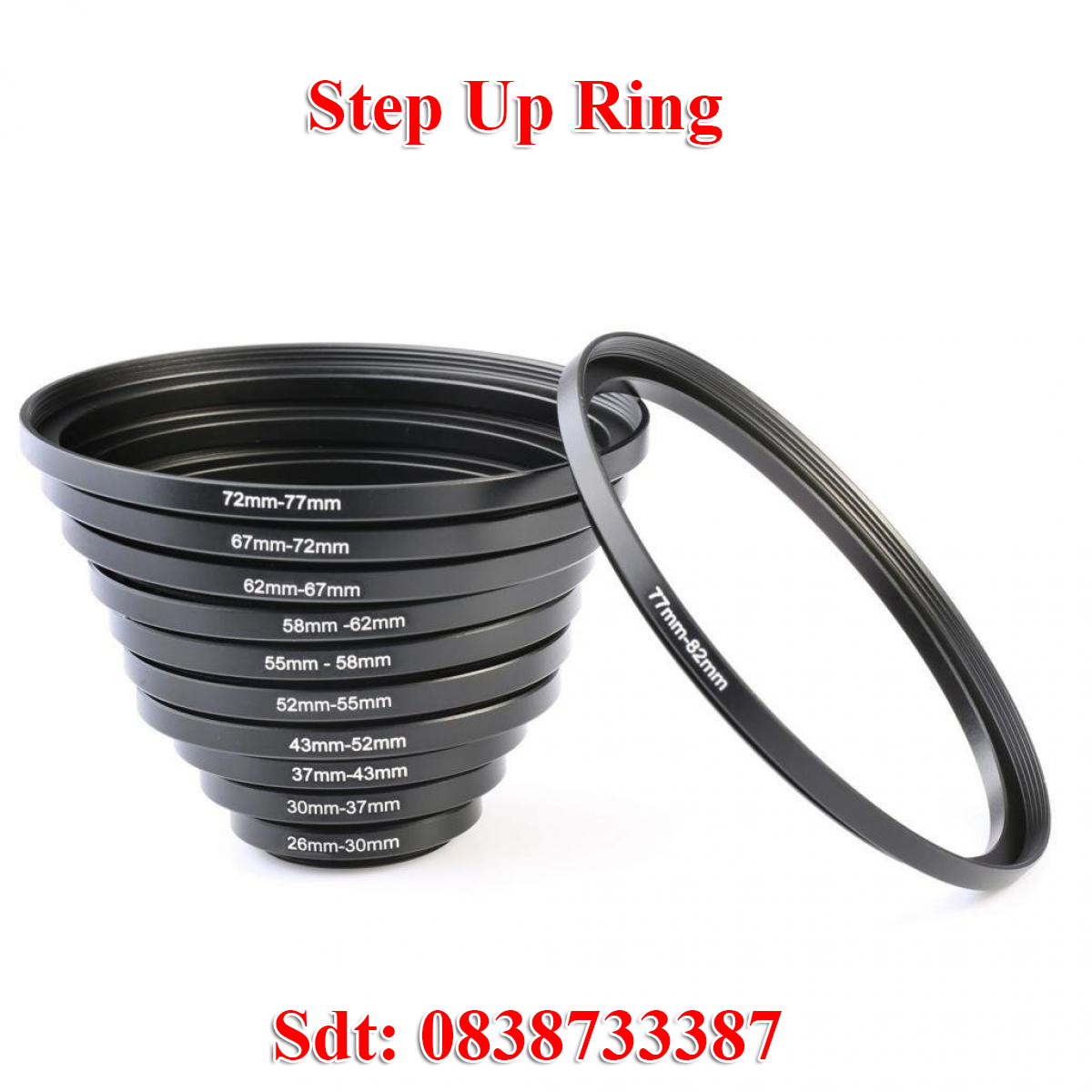 Adapter Ring chuyển filter, hood từ size lớn xuống size nhỏ - Step Up Ring