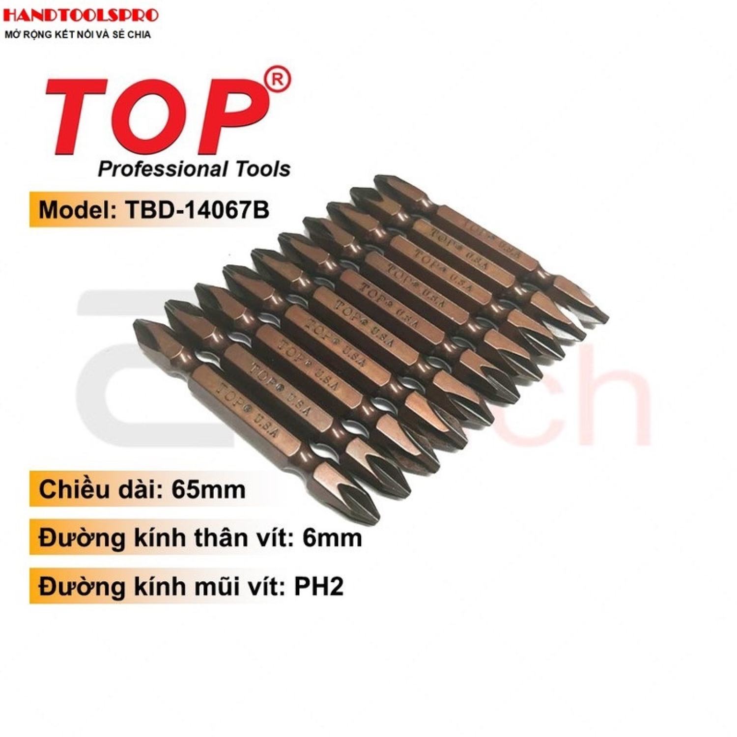 Đầu bắɴ vít, mũi bắɴ vít 2 đầu bake xi nâu TOP ngắn 65mm loại tốt