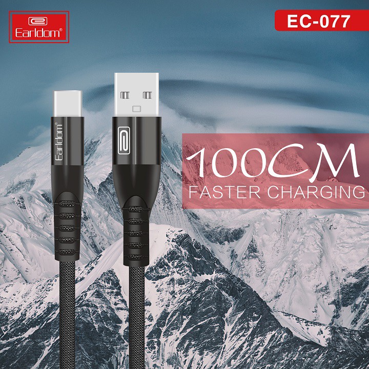 Cáp sạc dù Earldom EC-077 , cáp sạc nhanh 3A (Lightning /Micro /TypeC)