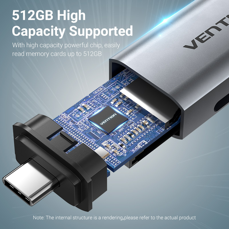 Vention Đầu Đọc Thẻ Nhớ Type C USB 3.0 C Sang SD TF Micro SD Bộ Chuyển Đổi Cho Máy Tính Xách Tay iPhone 16 15 Samsung Huawei Xiaomi Android OTG Type C Memory Card Reader