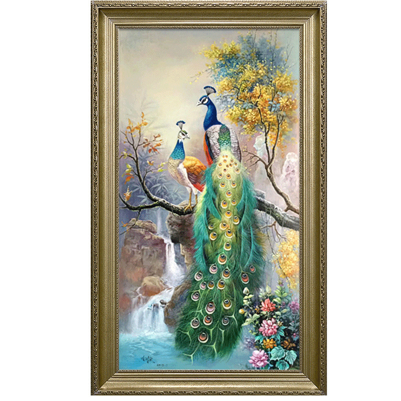 Tranh đính đá tự làm - Tranh đính đá con công Phú quý cát tường, mẫu đẹp, ấn tượng - Khách tự đính