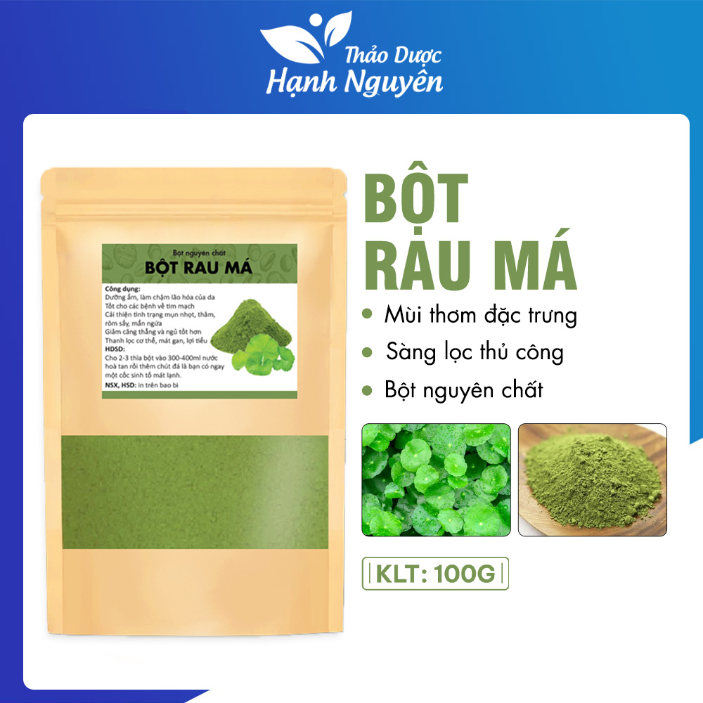 Bột rau má 100g, nguyên chất, sấy lạnh, nước uống detox, giảm cân, thanh nhiệt, ngừa mụn, đẹp da