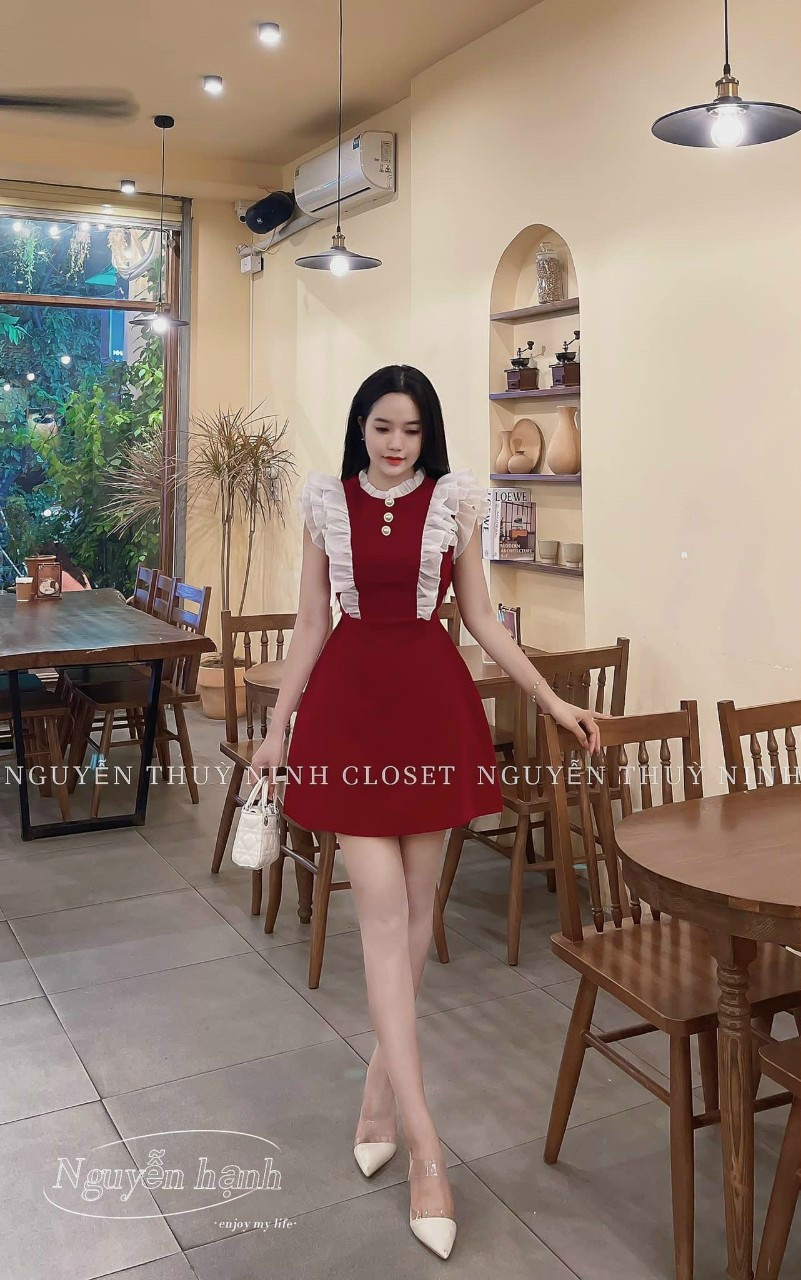 Đầm Phối Bèo Voan Xếp Ly