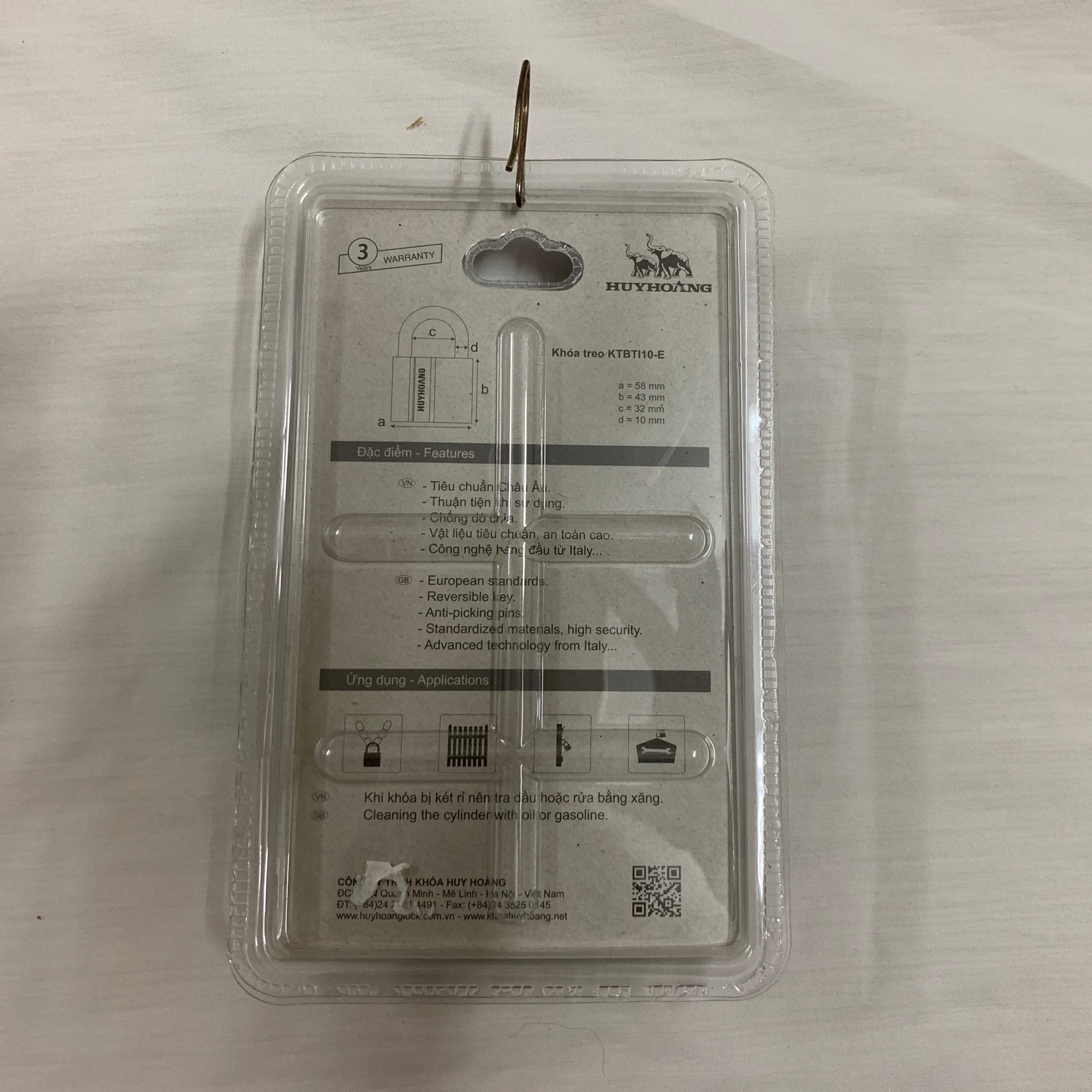 Ổ Khoá Treo Huy Hoàng TITANIUM KTBTI10-E