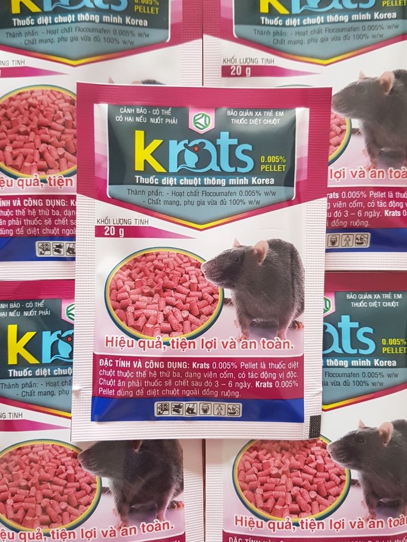 Combo 5 gói bả diệt chuột thông minh Hàn Quốc KRATS dạng viên cốm : Bả Diệt Chuột Chống Đông Máu; Dạng Viên Cốm