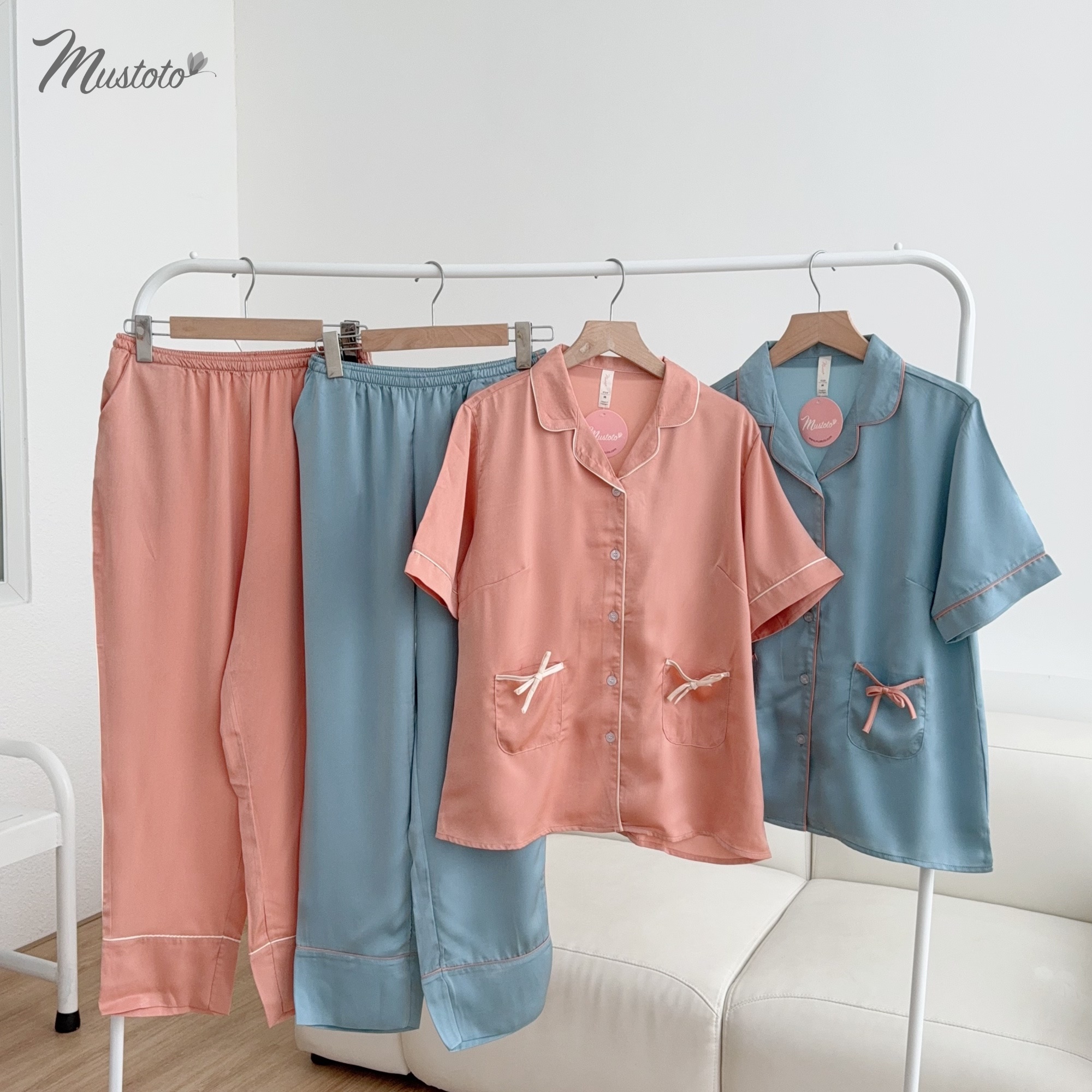 Bộ Đồ Mặc Nhà Pijama Lụa Dài Mustoto (MB18)