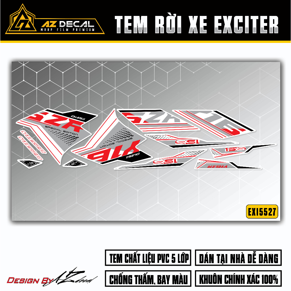 Tem exciter 155 mẫu y16zr | ex15527 | team decal hình dán rời xe máy ex155 chống nước bền màu