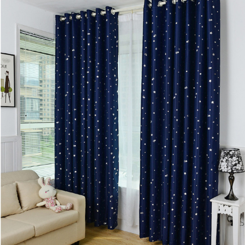 RÈM CỬA RÈM CHE NẮNG RÈM XANH ĐẬM SAO XINH 2M NGANG x 2.7M CAO ( 1TẤM)