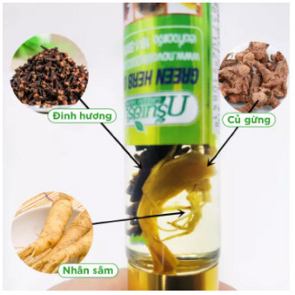 (8ml) Dầu Gió Con Lăn Thảo Dược Sâm Thái Lan Green Herb Oil