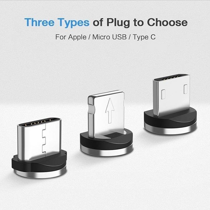 Cáp Sạc Nam Châm Tròn Xoay 360 Độ chân sạc Micro,ip,Type-C