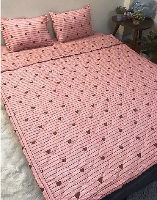 Set 3 Món Ga Gối  Poly Mẫu Tim Hồng (mẫu mới)