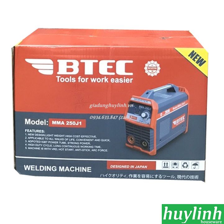 [HCM]Máy hàn que điện tử Btec MMA-250J1 - Hàn liên tục que 3.2