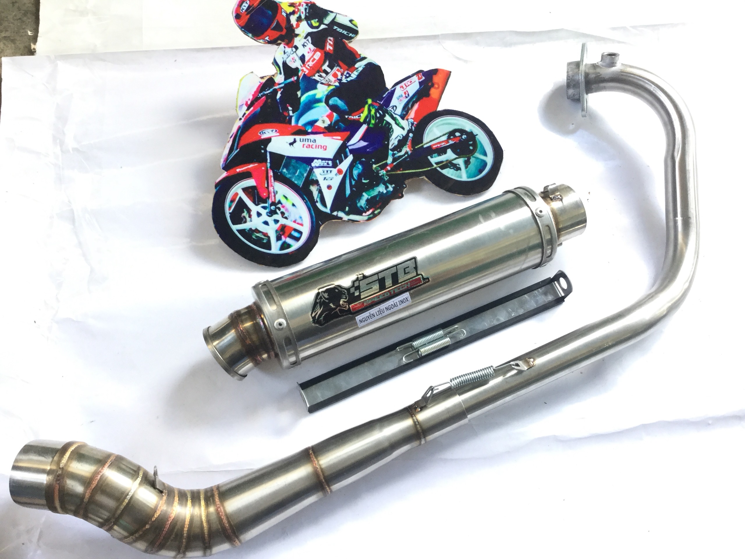 Pô Độ STB inox - Cổ 304 Xịn Lắp Satria + GSX + Raider Fi .....,,,,.,.