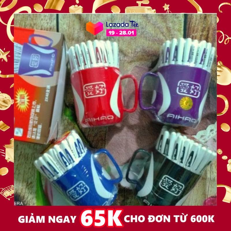 Cốc 48 cây viết chữ AAA Aihao chất lượng tốt ( xanh, tím )