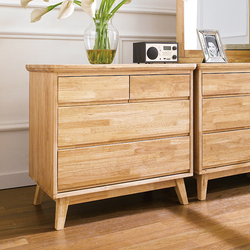 [Freeship][Trả góp 0%] Tủ ngăn kéo 2+2 IBIE NB-Natural gỗ cao su màu tự nhiên đựng quần áo, đồ dùng