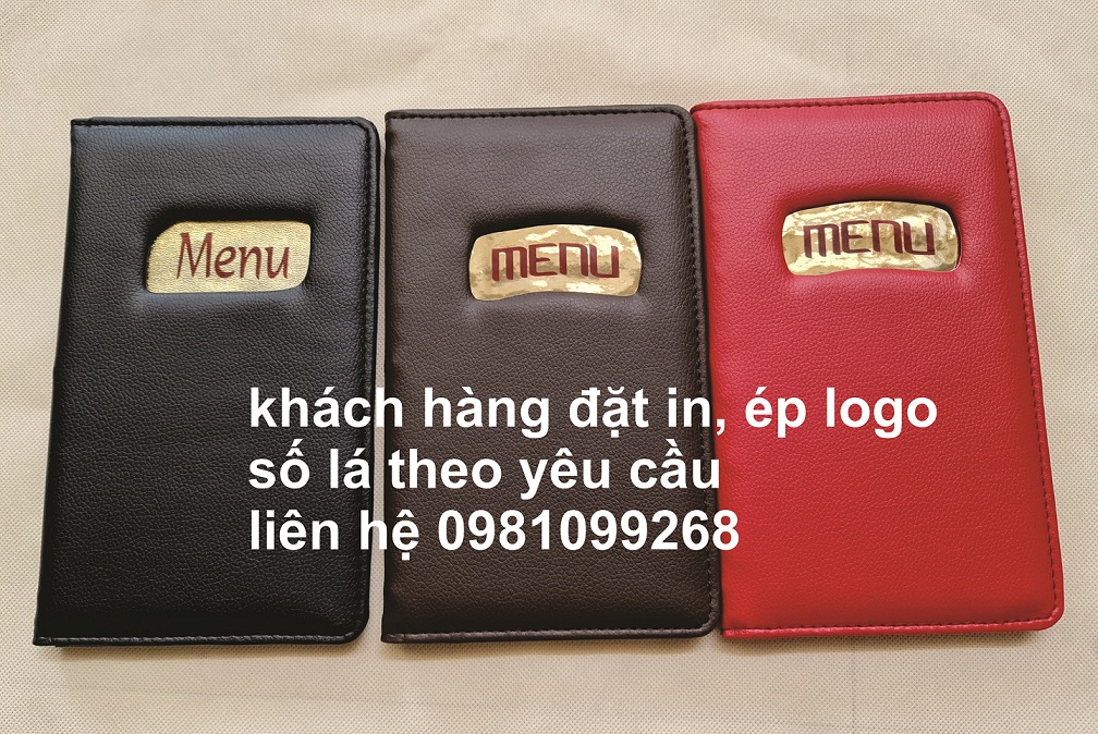 CUỐN MENU DA, QUYỂN MENU QUÁN -10 - 20 LÁ CAO CẤP 11X21,5 CM