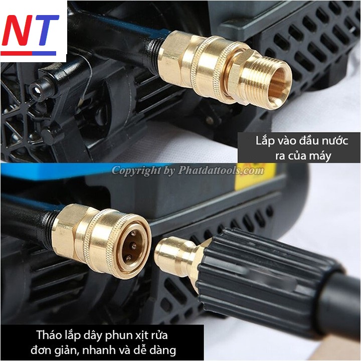 Bộ khớp Nối Nhanh Máy Rửa Xe | BỘ KHỚP NỐI NHANH CHO DÂY RỬA XE | BỘ KHỚP NỐI CHỐNG XOẮN DÂY CHO MÁY RỬA XE | Khớp nối nhanh béc s.úng xịt rửa của máy rửa xe áp lực cao - đầu Ra Ren 22mm