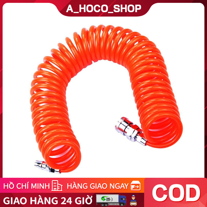 Dây hơi xoắn cho máy nén khí các cỡ Dây hơi khí nén PU dài 15m