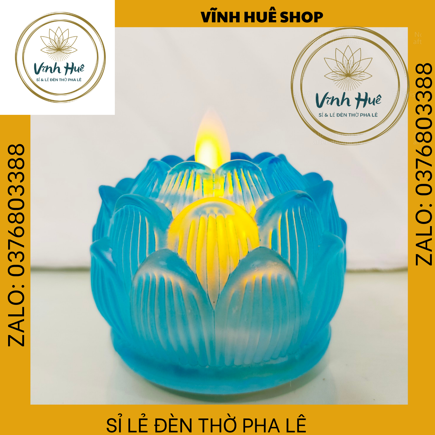 Nến pin, nến điện tử, hoa sen lưu ly 7cm