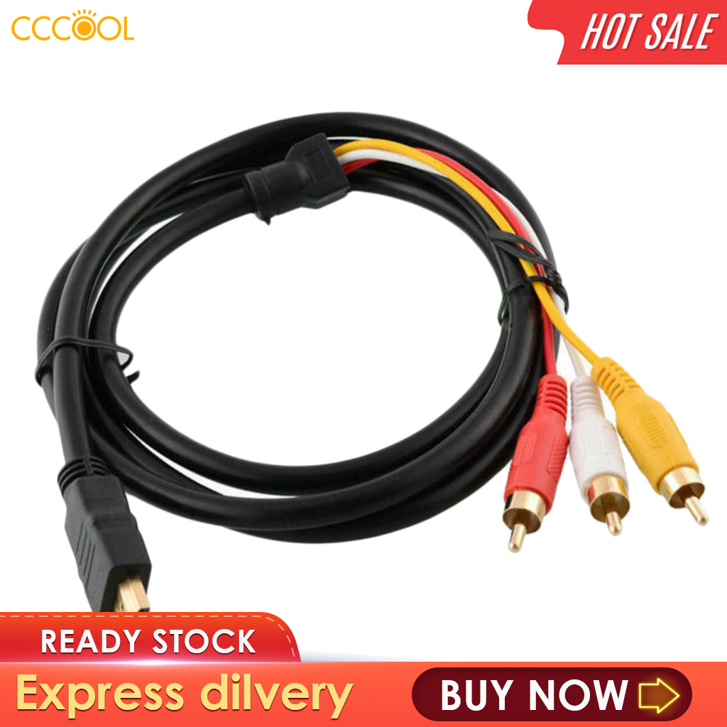CCCOOL Bộ Chuyển Đổi Dây Cáp Video Âm Thanh AV HDMI Male Sang 3 RCA Cho TV HDTV (Màu Đen)