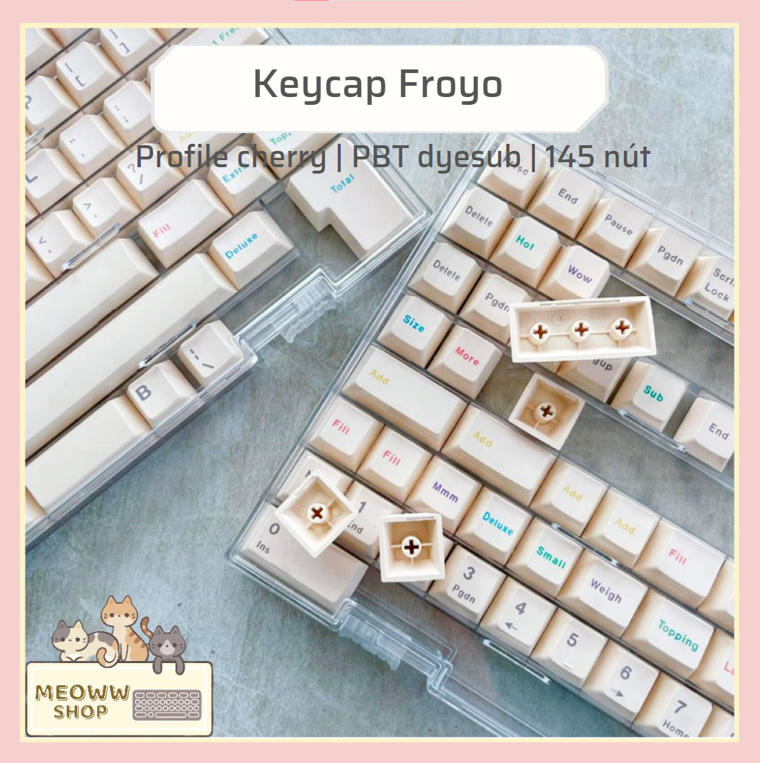 Keycap pbt Froyo cream cho bàn phím cơ