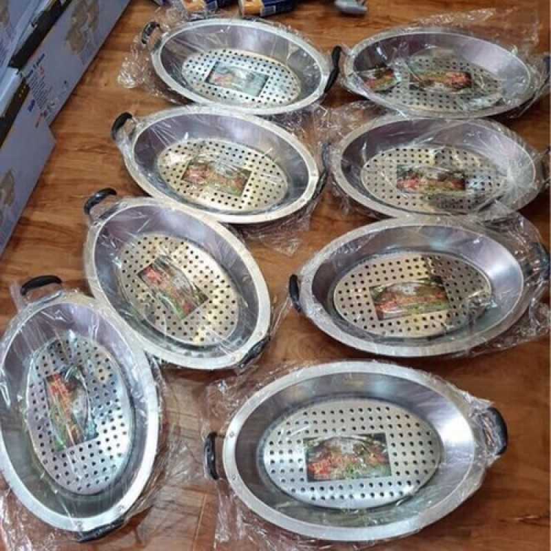 Khay Inox Om Cá loại To Đại 33 x 50 Cm